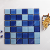 Carrelage de piscine en céramique glacée bleu carré, 48x48mm, mosaïque imperméable, piscine 2x2, pour hôtel, salle de bain, douche, Spa, bon marché
