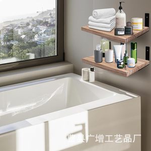 Wooden <b>Wall</b> <b>Mounted</b> <b>Shelf</b> Rectangle Solid Wood Storage Rack For Bedroom Living Room Decoration - Product Image 2