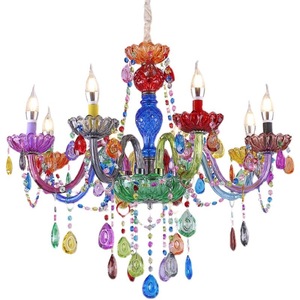 Lustre suspendu <span class=keywords><strong>LED</strong></span> en cristal coloré de style européen, à économie d'énergie, pour chambres d'enfants, restaurants, cafés - Product Image 5