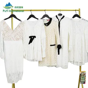 Wholesale Summer Short Bottomed Dress Second Hand Clothes Mixed Used White Knit Dress For Women