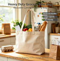Sac de courses robuste réutilisable en toile avec poignées renforcées – Vente en gros