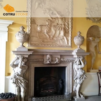 Cheminée en pierre naturelle polie moderne pour salon de villa, insert en marbre blanc sculpté haut de gamme