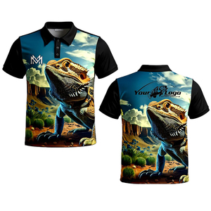 Custom Sublimation Printed Breathable 100% Polyester Unisex Children's UPF Short Sleeve 150g Fishing Jersey Polo Shirt