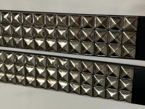 Ceintures en cuir à motif de clous pyramidaux en métal Fils <span class=keywords><strong>Ceinture</strong></span> en PU à clous noirs - Product Image 4