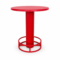 Table de bar ronde moderne 80 cm, base bleu roi thermolaquée, finition brillante, plateau violet en option, mobilier commercial style lounge