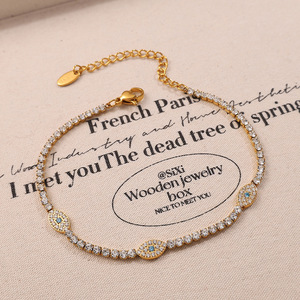 ชุดเครื่องประดับสแตนเลสกันน้ำ YF6484 แฟชั่น ชุบทอง 18k ประดับเพชรซิรคอน ดีไซน์<span class=keywords><strong>ตัว</strong></span>เลขโรมัน สร้อยคอและกำไลข้อมือ ไม่หมอง - Product Image 5