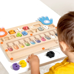 Gioco Matematico Magnetico in Legno Montessori 2 in 1 - Puzzle Educativo Precoce per Conteggio Perline e Forme Numeriche per Bambini - Product Image 3