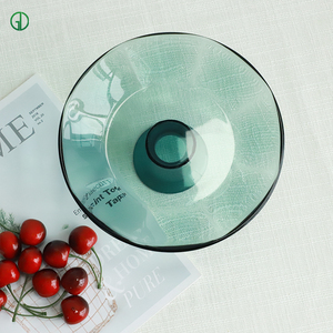 Piatto Personalizzato in Vetro Borosilicato Colorato Vassoi da Portata Piatti da Dessert per Torta Frutta Snack Ciotola in Vetro con Piede Alto per Frutta - Product Image 5
