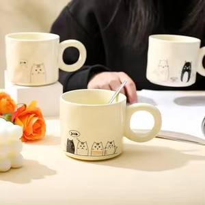 Taza de Cerámica de Gran Capacidad con Diseño de Dibujos Animados, Taza Creativa para Parejas de Gatos, Niña y Niño, Tazas de Café de Cerámica Lindas - Product Image 2