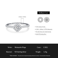 Bagues en moissanite Ailmay D Color rondes de 0,3 carat en argent sterling 925 pour femmes, bague de fiançailles, bijoux de mariage