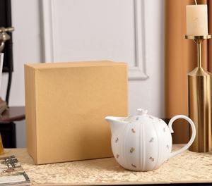 Juego de Té Europeo de Porcelana China, Diseño Floral Fresco, Minimalista y Ecológico, Color Blanco - Product Image 1
