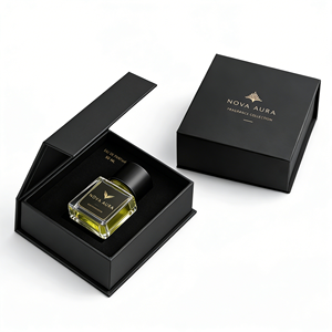 Boîte rigide de haute qualité pour parfum, avec couvercle magnétique, finition soft touch, estampage à chaud, impression personnalisée, fabrication sur mesure. - Product Image 2