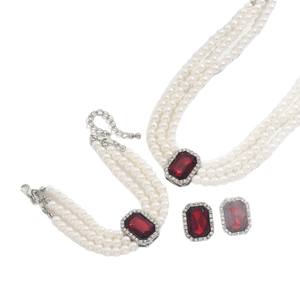 2025 Wholesale High Quality Crystal Embellished Choker Necklace Bracelet Earrings <b>Pearl</b> <b>Jewelry</b> <b>Set</b> for Formal Special Events - Product Image 1