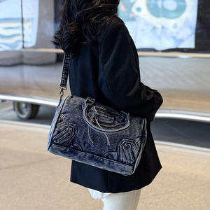 <span class=keywords><strong>Borsa</strong></span> <span class=keywords><strong>a</strong></span> tracolla <span class=keywords><strong>a</strong></span> tracolla portatile Vintage di grande capacità con cerniera in Denim - Product Image 5