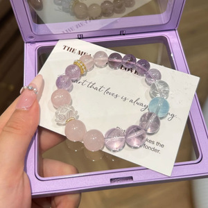 2025 New Tự Nhiên Thạch Anh Tím Màu Hồng Trắng Acai Cho Nữ Sinh Viên, May Mắn Quyến Rũ Món Quà Vòng Đeo Tay - Product Image 3