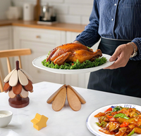 Ensemble de 4 dessous-de-plat et sous-verres en bois écologiques pour arbre de Noël, pour plats chauds, décoration de table