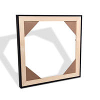 Cadre flottant hybride carré en aluminium et bois 30x30cm, cadre métallique noir mat pour toile, décoration murale de galerie