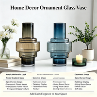 Vase en verre transparent de style nordique, dégradé ambre, pour fleurs hydroponiques, décoration d'intérieur, forme géométrique, série spirale
