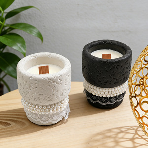 Pearl Lace Gypsum <b>Cup</b> Scented Candle Natural Soy Wax Smokeless Elegant Indoor Atmosphere Decor Luxury Fragrance Ornament Gift - Product Image 2
