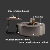 Ensemble de tables basses de style italien moderne et minimaliste, design luxueux léger, plateau en acier inoxydable pour salons, maisons, meubles de maison