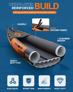P.F. 2026 New Design Kayak Boat 12'2''*36''*13'' Orange Inflatable Fishing With Accessories Thickened Wear-Resistant Material Pr - Product Image 6