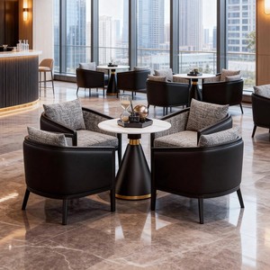 Ensemble de fauteuils de réception ronds contemporains avec mousse à haute élasticité pour usage professionnel, design durable - Product Image 1