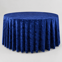 Nappe ronde en velours bleu froissé de 120 pouces, vente en gros pour la location d'événements et l'approvisionnement de tables de banquet