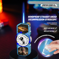 Briquet rotatif lumineux anti-stress en métal, rechargeable au gaz butane, coupe-vent, avec allumage à griffes et lumières LED
