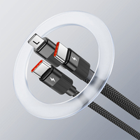 Câble USB noir en gros, cordon de chargeur pour iPhone, câble de charge multi-appareils 3 en 1 avec port USB-C/L/Micro