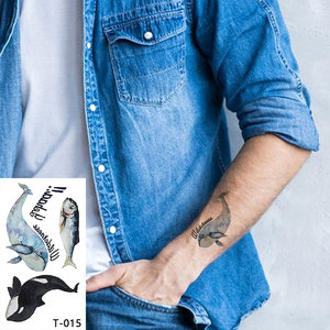 Tatouages temporaires autocollants personnalisables pour femmes, 105*60 mm, imperméables, colorés, avec divers motifs d'animaux marins, d'animaux océaniques - Product Image 3