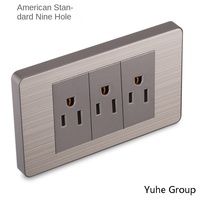 Prise murale américaine standard durable avec ports USB Type-C, panneau tactile en acier inoxydable, interrupteur multiprise 16A