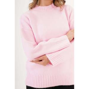 Lustrin Women's Basic Ribbed Detail Pink Knit <b>Pullover</b> <b>Sweater</b> - Wholesale Standard Fit Acrylic Blend Jumper Top - Product Image 4