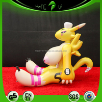 Jouet gonflable Renamon en forme de renard jaune pour fille, figurine de renard gonflable pour adulte, durable
