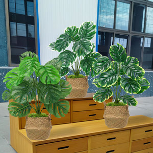 กระถางต้นไม้ประดิษฐ์สีเขียว ตะกร้า<span class=keywords><strong>ฟาง</strong></span>ตกแต่ง ดอกไม้ปลอม สำหรับตกแต่งสำนักงาน ร้านอาหาร ฉากกั้น ตกแต่งสวน จัดสวน ขนาด 50 ซม. - Product Image 3