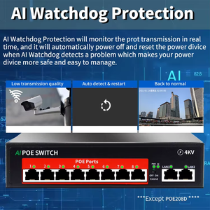 8 पोर्ट गीगाबिट पोए स्विच 10/100 एमबीपीएस ईथरनेट नेटवर्क स्विच पावर फुल नेटवर्क कनेक्टिविटी स्टैकबल वालान समर्थन 2.0 जीबीपीएस - Product Image 4