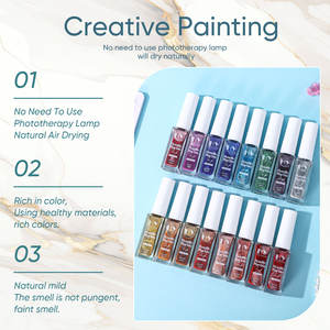 Encre à ongles effet marbre métallique 16 couleurs, séchage rapide à l'air LED UV, sans durcissement UV, écologique, pour nail art DIY, personnalisable OEM, sans HEMA, végétalien - Product Image 2