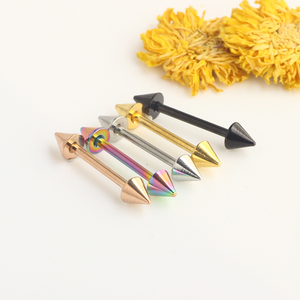 Piercings de lengua y pezón de 14G para mujer, barra recta de acero inoxidable de 16mm con punta cónica - Product Image 5