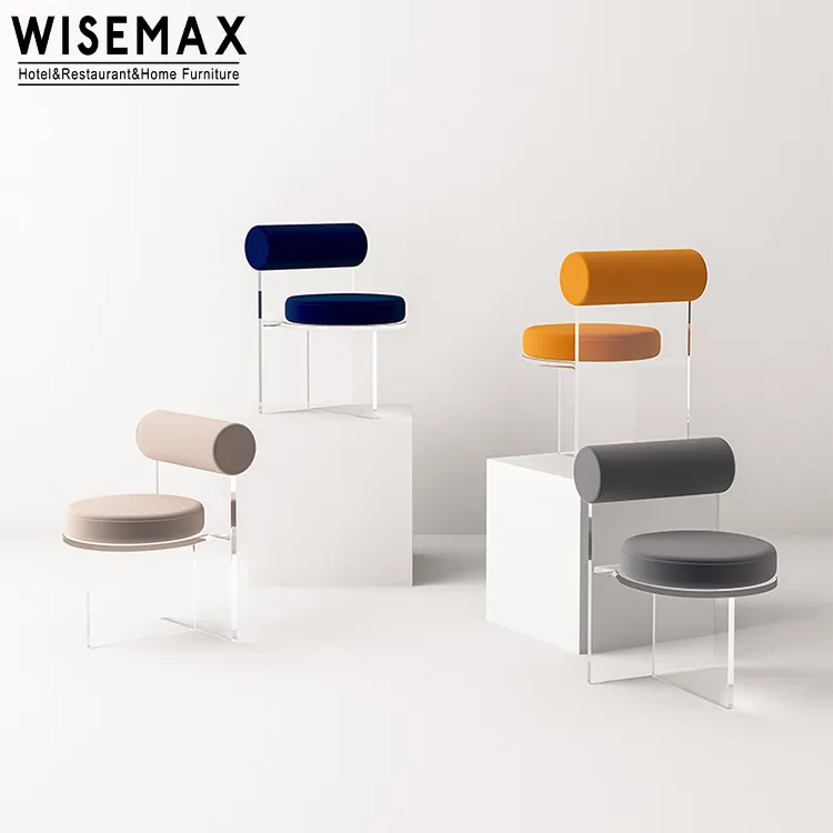 WISEMAX mobili Nordic cafe ristorante sedia da pranzo in velluto tessuto acrilico schienale alto in plastica sedia da pranzo per il matrimonio