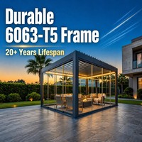 Pergola bioclimatique motorisée moderne Qishu en aluminium, gazebo, pavillon, toit à lames rétractables automatiques, imperméable, robuste