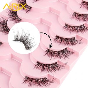 A-RIX 3D Effect Volume Half Strip <b>Eyelashes</b> Handmade Faux Mink False Lashes Black Cotton Band Reusable Natural & Cat Style - Product Image 4
