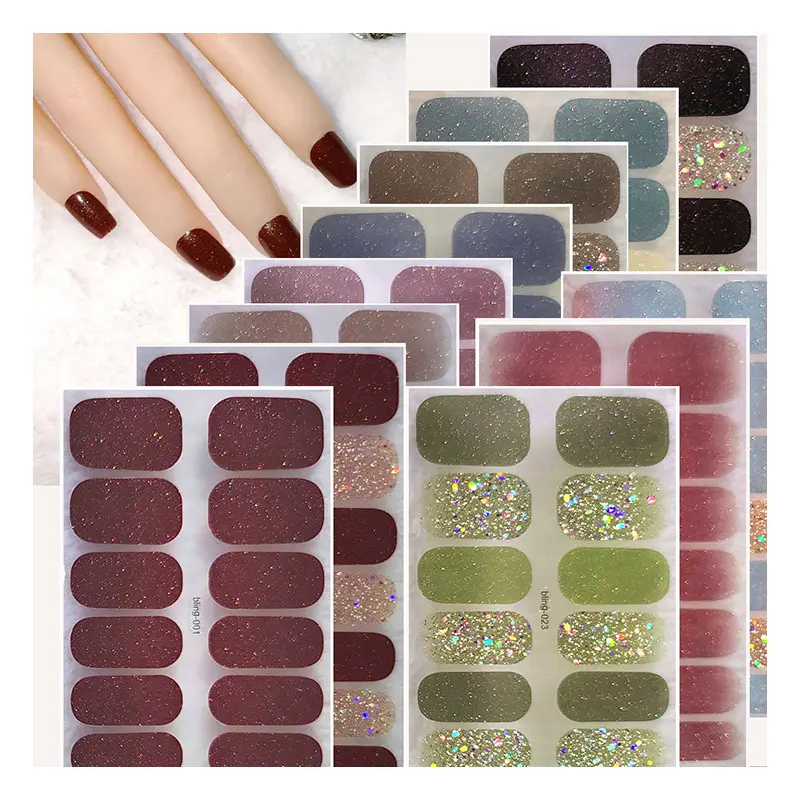 Venda quente Semi Curado Wraps Long Lasting Gel Nail Adesivos Nova Chegada Estilos aurora Nail Gel Wraps Com Lâmpada Uv