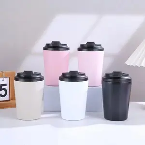 350ml Custom Leak Proof Powder Coated Double Wall Insulated Stainless Steel Coffee Travel Mug Tumbler Cups