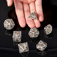 LuxeRoll Silver Gold Hollow Octopus Metal Dice Set 7Pcs Polyhedral DND Dice for Tabletop RPG Game Call of Cthulhu Dice Wholesale