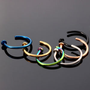 Chirurgischer Stahl C-förmiger Clip Ring Flaches Ende Nasen bügel ring Gefälschte Nase Piercing Lippen schlaufe Labret Piercing Schmuck Modeschmuck - Product Image 3