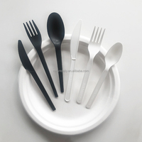 Ensemble individuel de fourchette, couteau et cuillère en CPLA de 6,5 pouces, robuste, compostable, biodégradable, résistant à la chaleur, à base de plantes, OEM en vrac