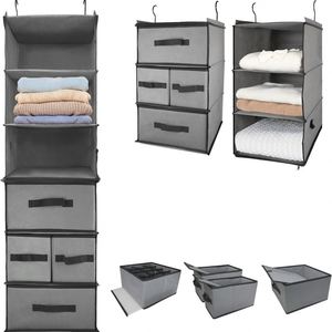 6-layer Non Woven Saving Foldable Drawers Collapsible Shelves Hanging Closet Organizer for Wardrobe Sweater Cloth Handbag Floor - Product Image 1