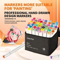 Marqueurs d'art à double pointe 48 couleurs avec étui de transport, pointes fines et larges pour le dessin, le coloriage et le manga