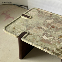 Table basse en marbre naturel Lander, table d'appoint moderne haut de gamme pour salon, table basse de luxe en marbre inspirée du jardin de Monet