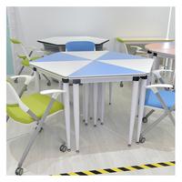 Table de conférence moderne en métal trapézoïdal certifiée ISO, facile à utiliser, pour bureau, salle de classe, salle de lecture ou salle de tutorat scolaire
