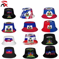 Chapeau Bob Personnalisé Hannuo pour Homme – Motif Drapeau National Haïtien pour Sports, Pêche, Voyages et Promotion en Extérieur